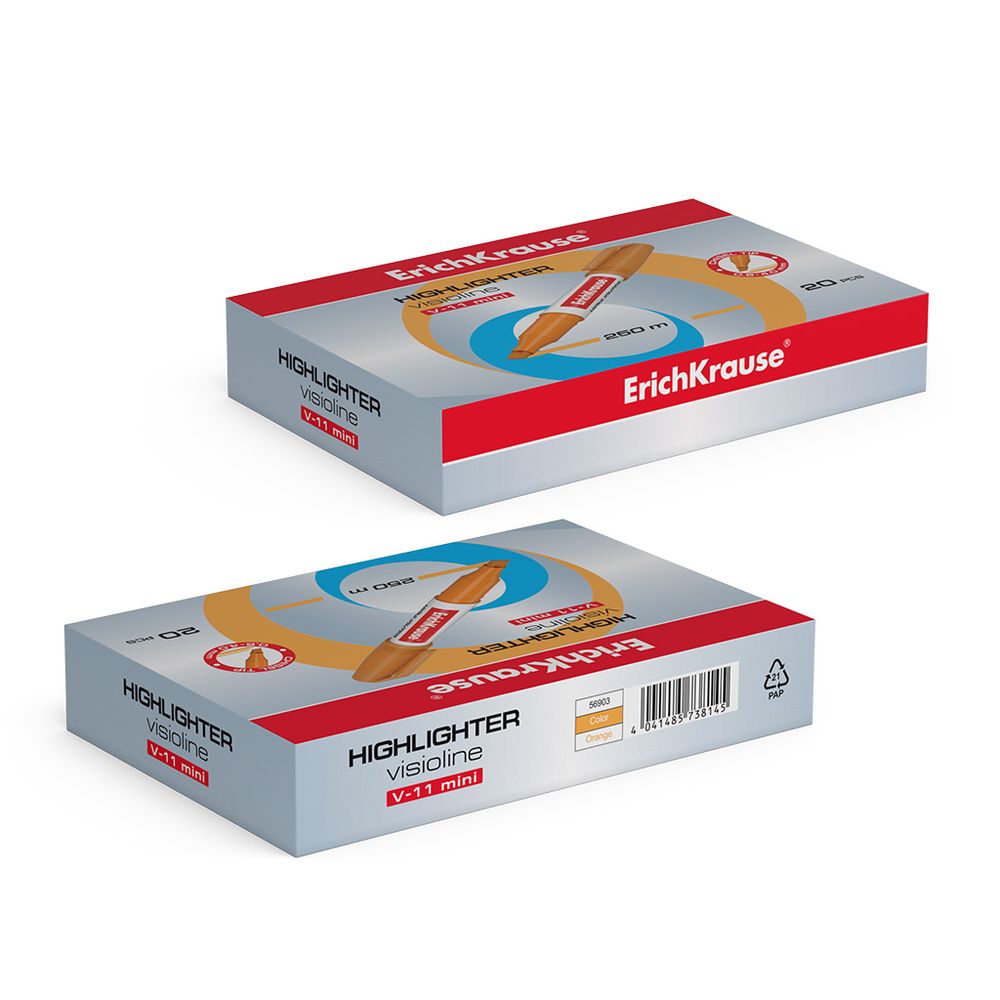 Текстмаркер ErichKrause Visioline V-11 Mini Neon, цвет чернил оранжевый 