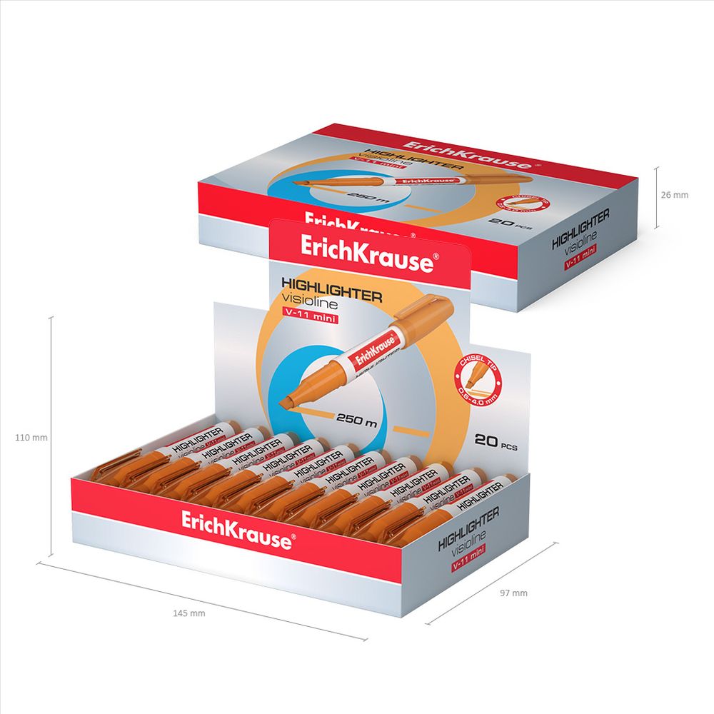 Текстмаркер ErichKrause Visioline V-11 Mini Neon, цвет чернил оранжевый 