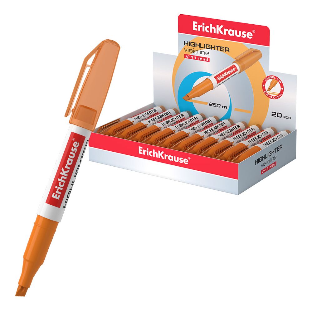 Текстмаркер ErichKrause Visioline V-11 Mini Neon, цвет чернил оранжевый 