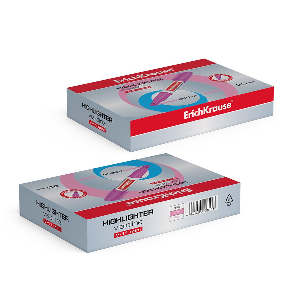 Текстмаркер ErichKrause Visioline V-11 Mini Neon, цвет чернил розовый 