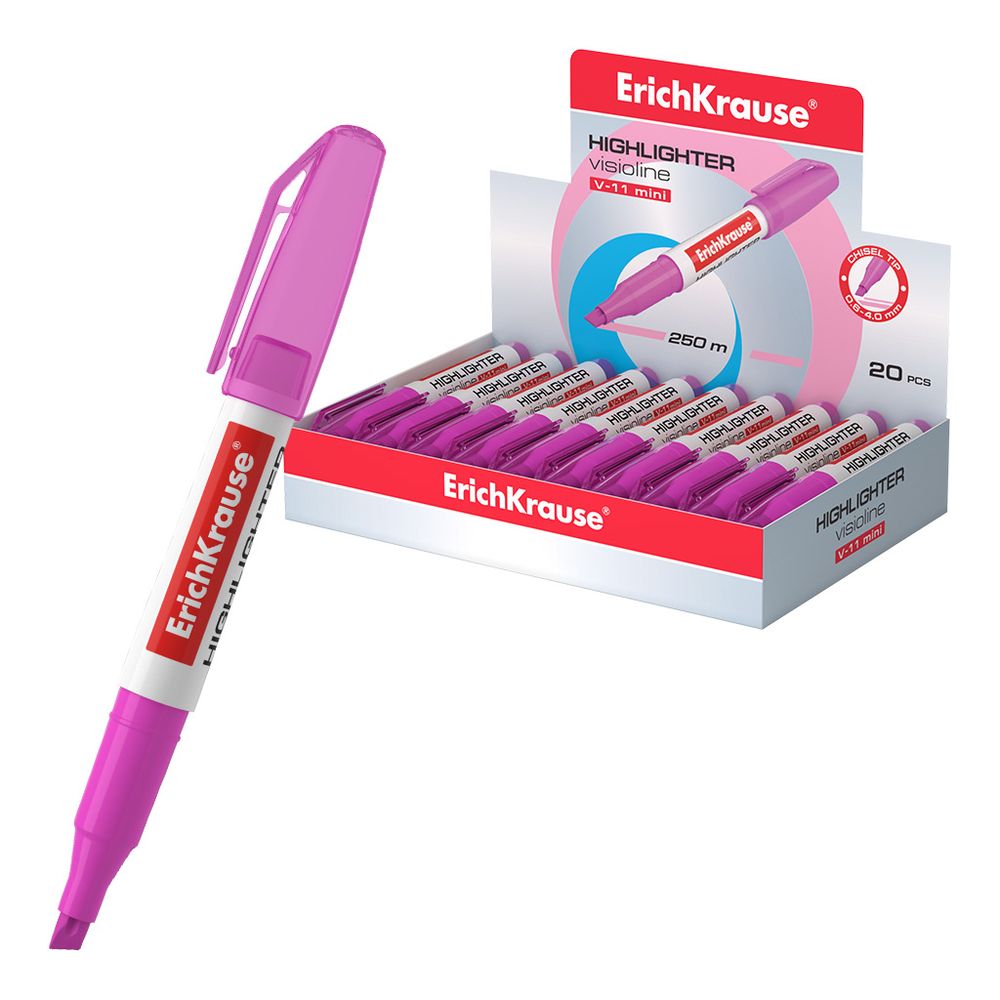 Текстмаркер ErichKrause Visioline V-11 Mini Neon, цвет чернил розовый 