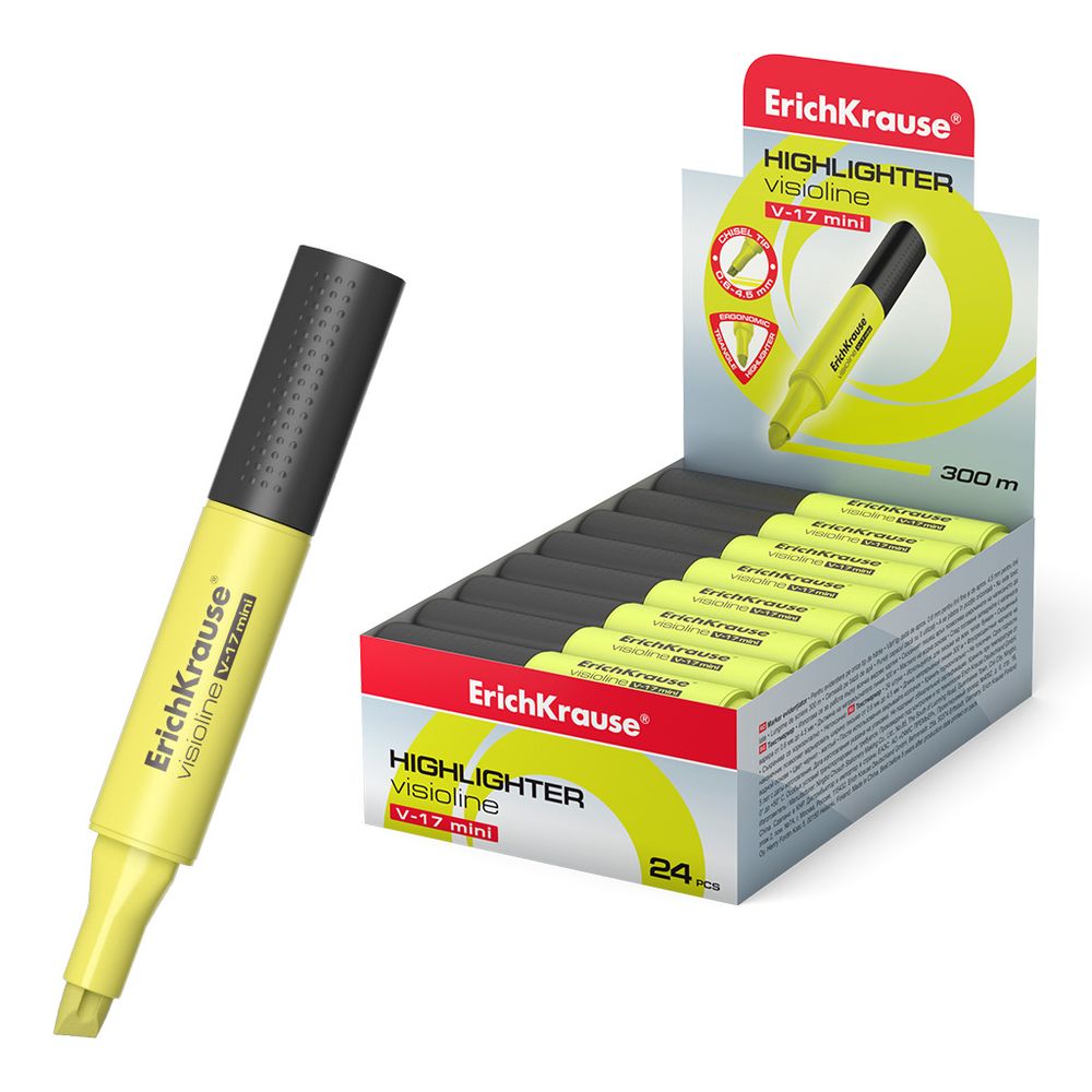 Текстмаркер ErichKrause Visioline V-17 Mini Neon, цвет чернил желтый 