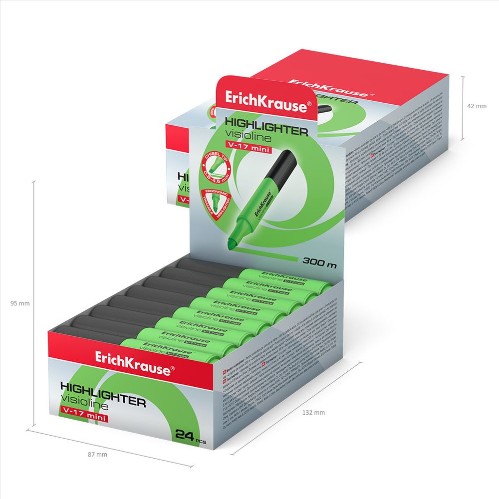 Текстмаркер ErichKrause Visioline V-17 Mini Neon, цвет чернил зеленый 