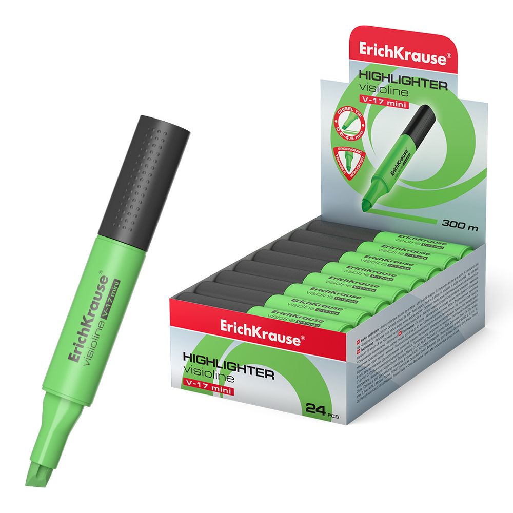 Текстмаркер ErichKrause Visioline V-17 Mini Neon, цвет чернил зеленый 