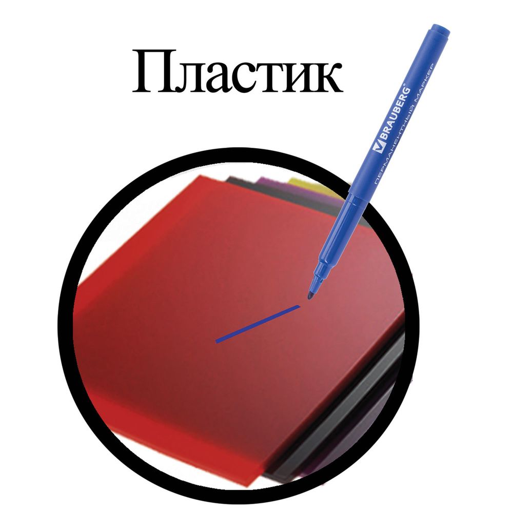Маркеры перманентные BRAUBERG "CLASSICLine", НАБОР 4 ЦВЕТА, тонкий наконечник 1 мм