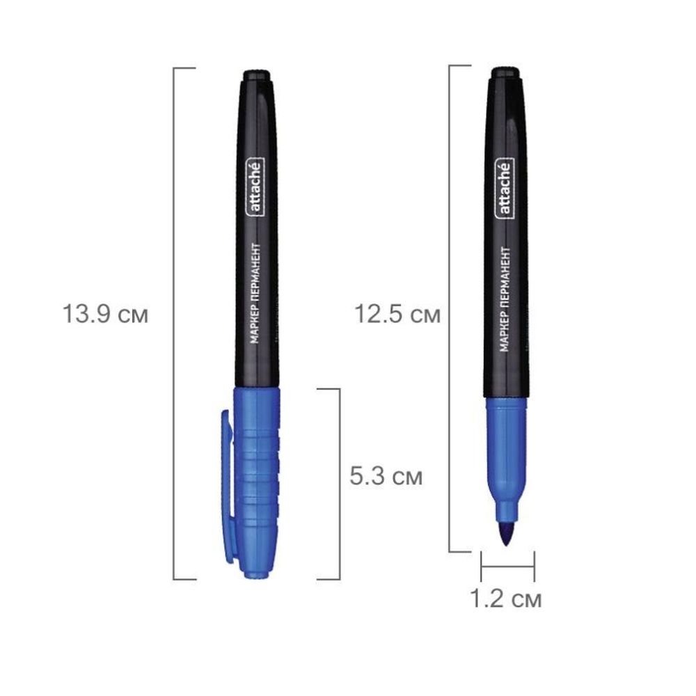 Маркер перманент Attache, 1,5-3мм, синий