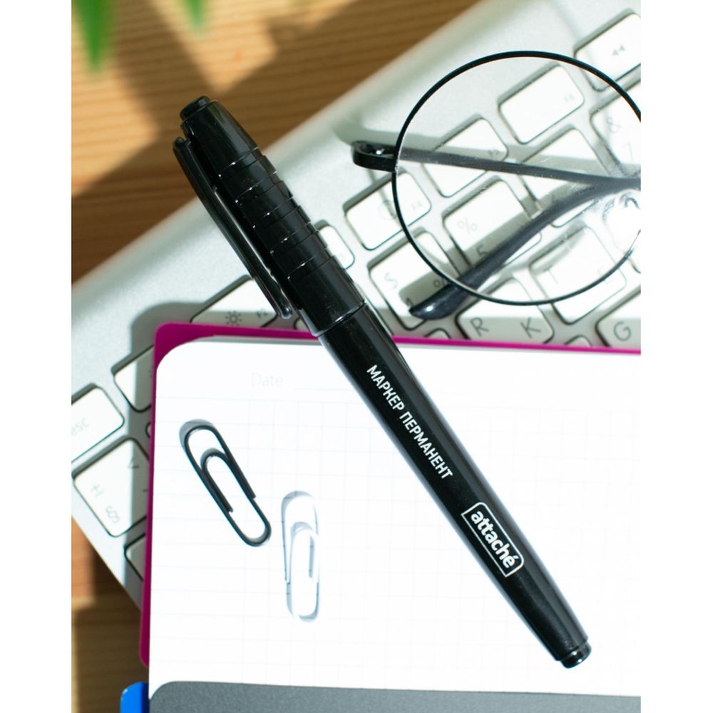 Маркер перманент Attache, 1,5-3мм, черный