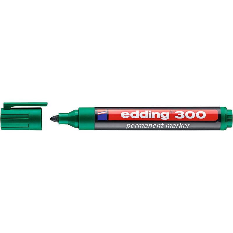 Маркер перманент Edding 300/004, 1,5-3мм, зеленый