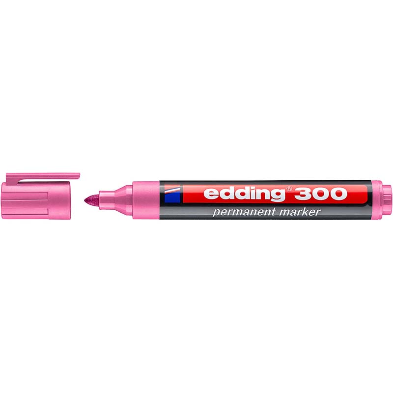 Маркер перманент Edding 300/009, 1,5-3мм, розовый