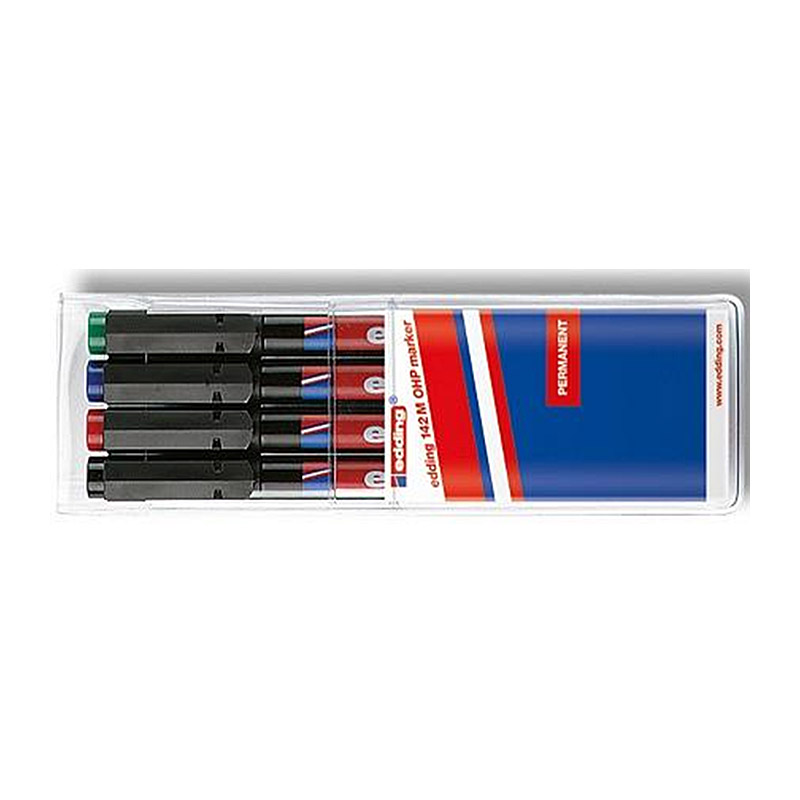 Набор маркеров для пленки Edding 143/4S, 1-3мм, 4цв/уп