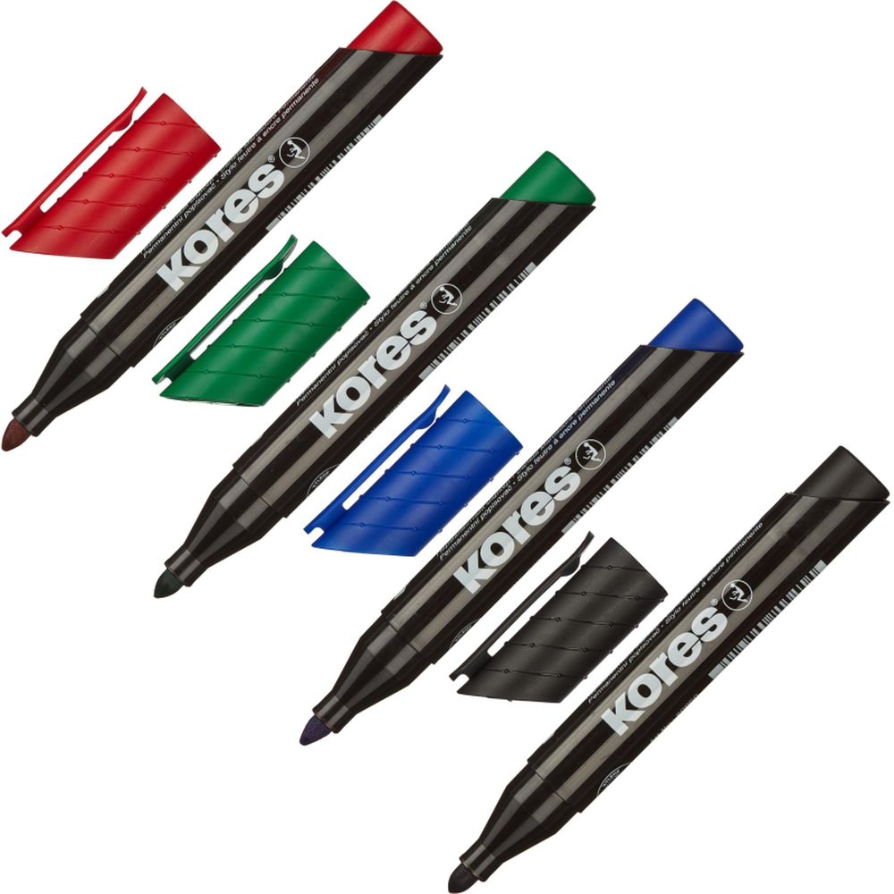 Набор маркеров перманент Kores, 1,5-3мм, 4шт/уп