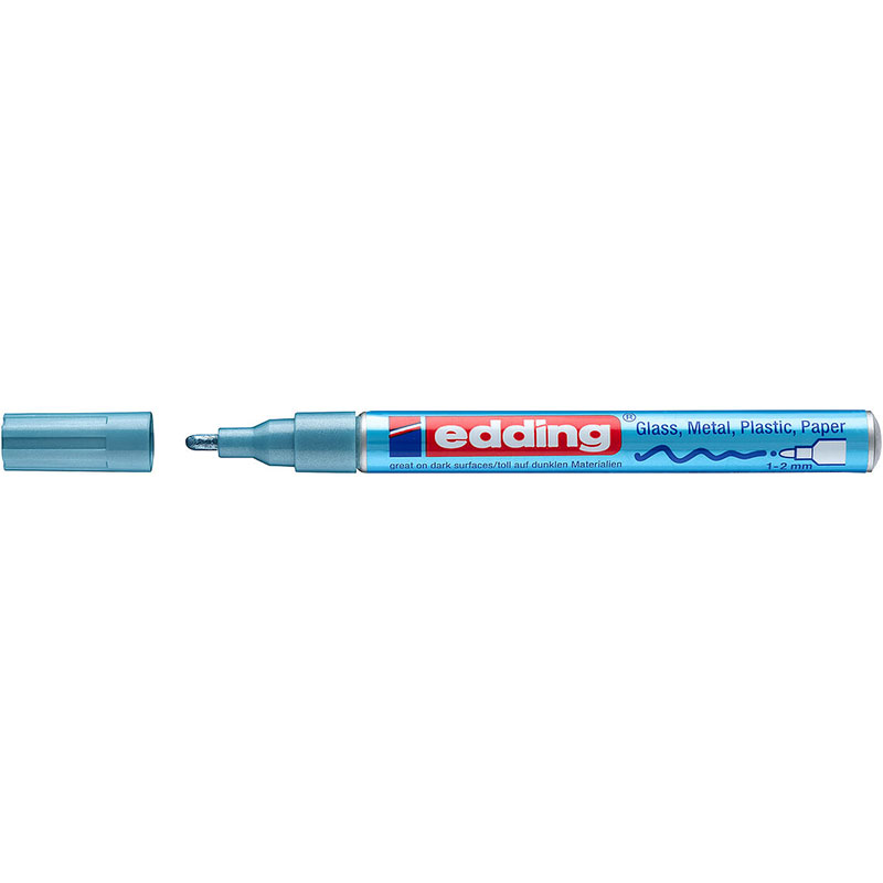 Маркер по металлу лак EDDING 751/070, 1-2мм, голубой металлик