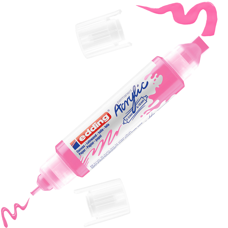 Маркер-линер акриловый edding, двухсторонний, 3D, наконечники 2-3 мм и 5-10 мм Неон розовый