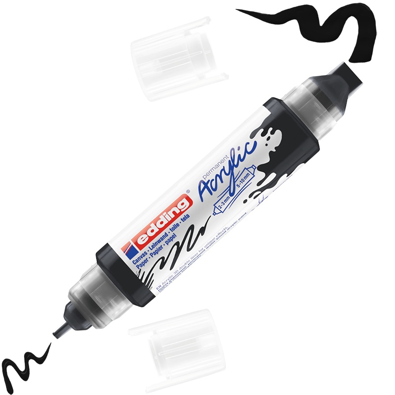Маркер-линер акриловый edding, двухсторонний, 3D, наконечники 2-3 мм и 5-10 мм Черный