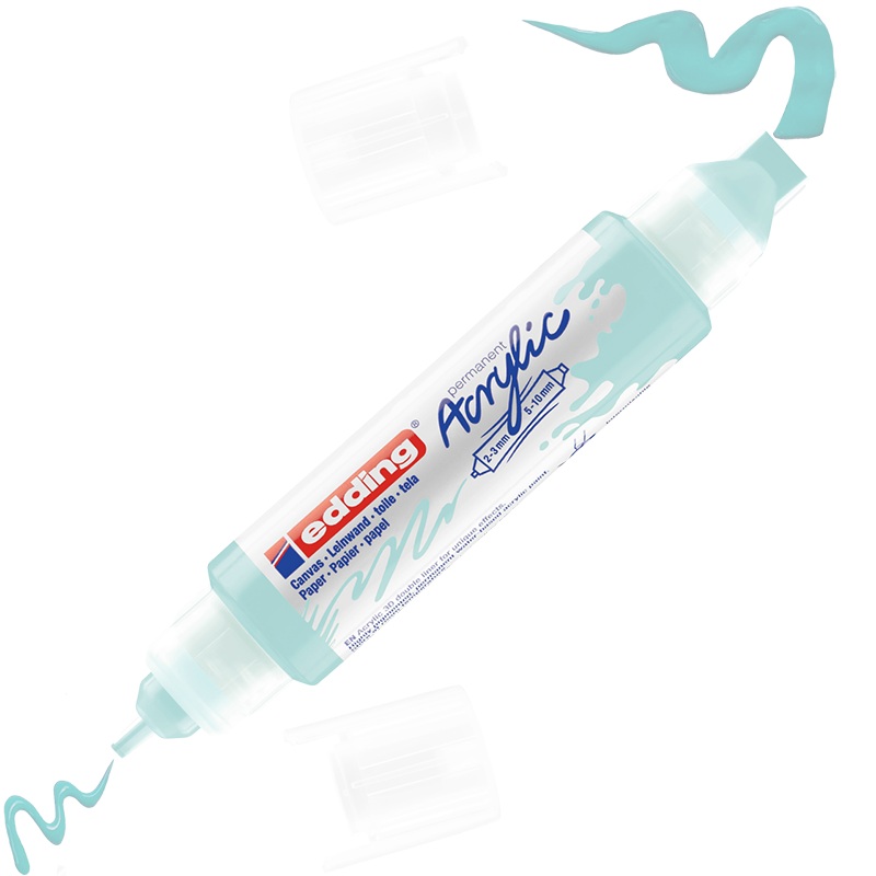 Маркер-линер акриловый edding, двухсторонний, 3D, наконечники 2-3 мм и 5-10 мм Пастельно-синий