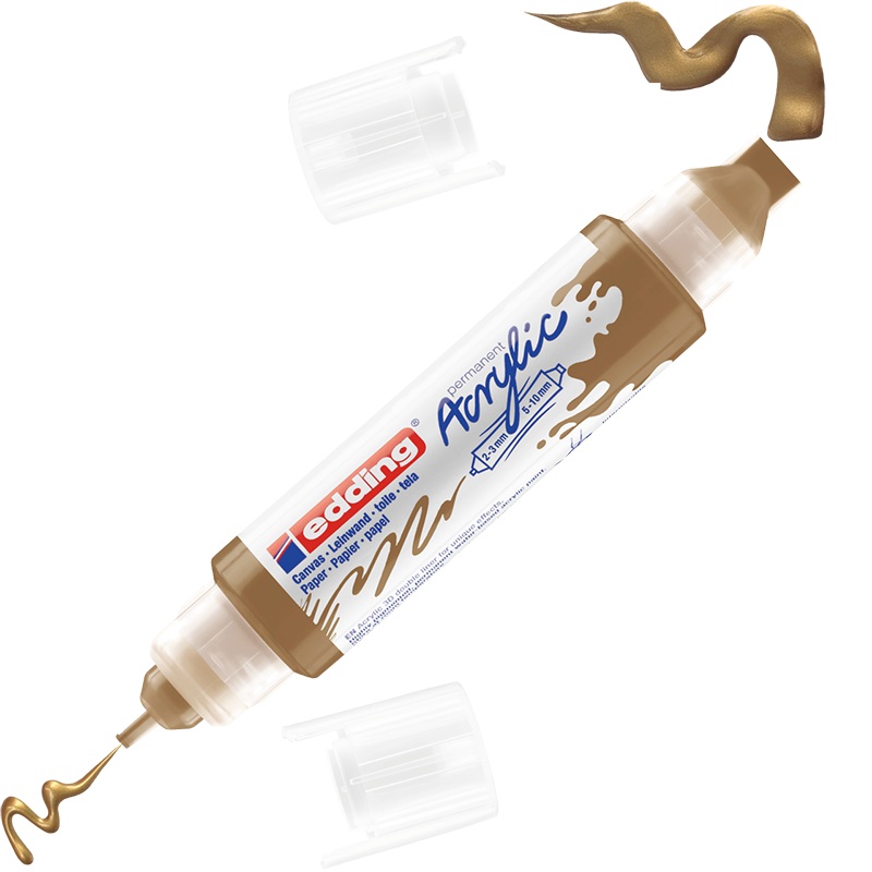Маркер-линер акриловый edding, двухсторонний, 3D, наконечники 2-3 мм и 5-10 мм Золото