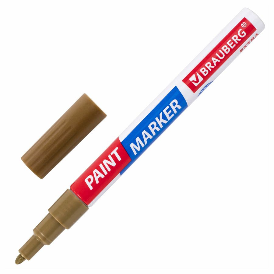 Маркер-краска лаковый EXTRA (paint marker) 2 мм, ЗОЛОТОЙ, УСИЛЕННАЯ НИТРО-ОСНОВА, BRAUBERG