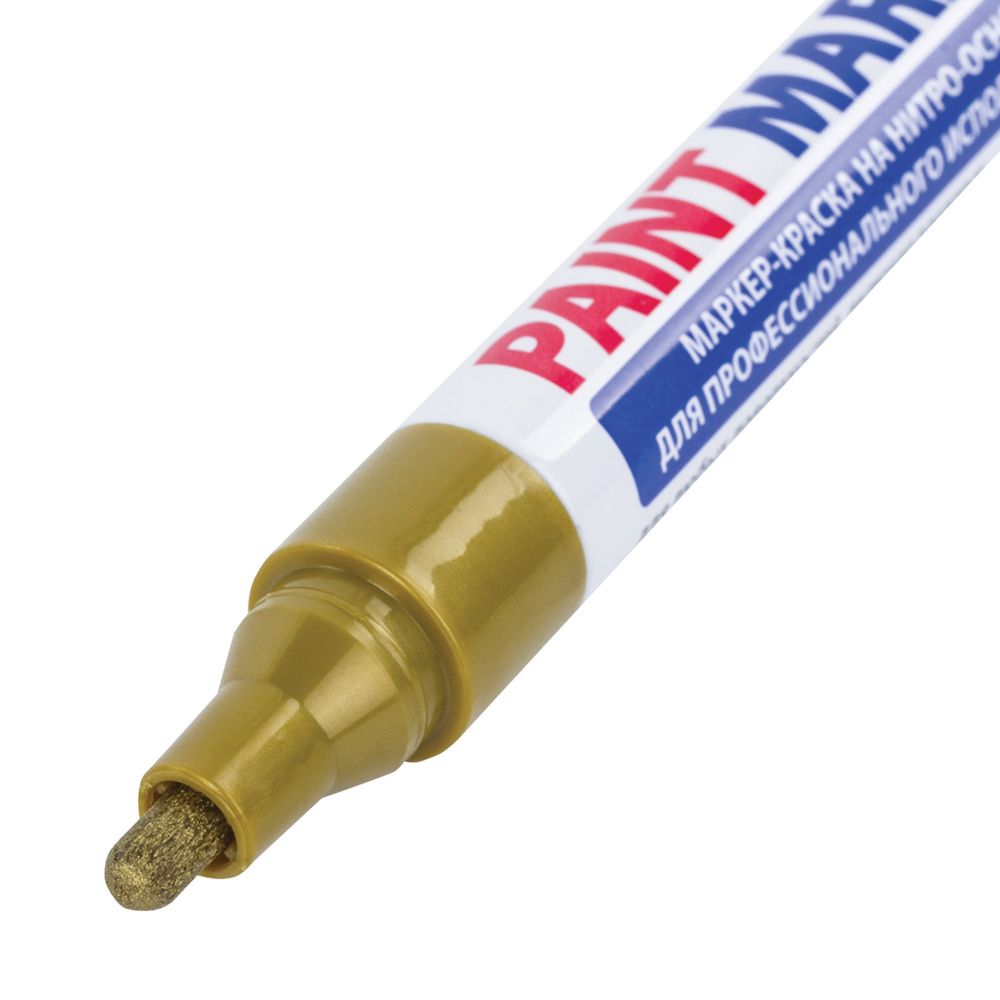 Маркер-краска лаковый (paint marker) 4 мм, ЗОЛОТОЙ, НИТРО-ОСНОВА, алюминиевый корпус, BRAUBERG PROFESSIONAL PLUS