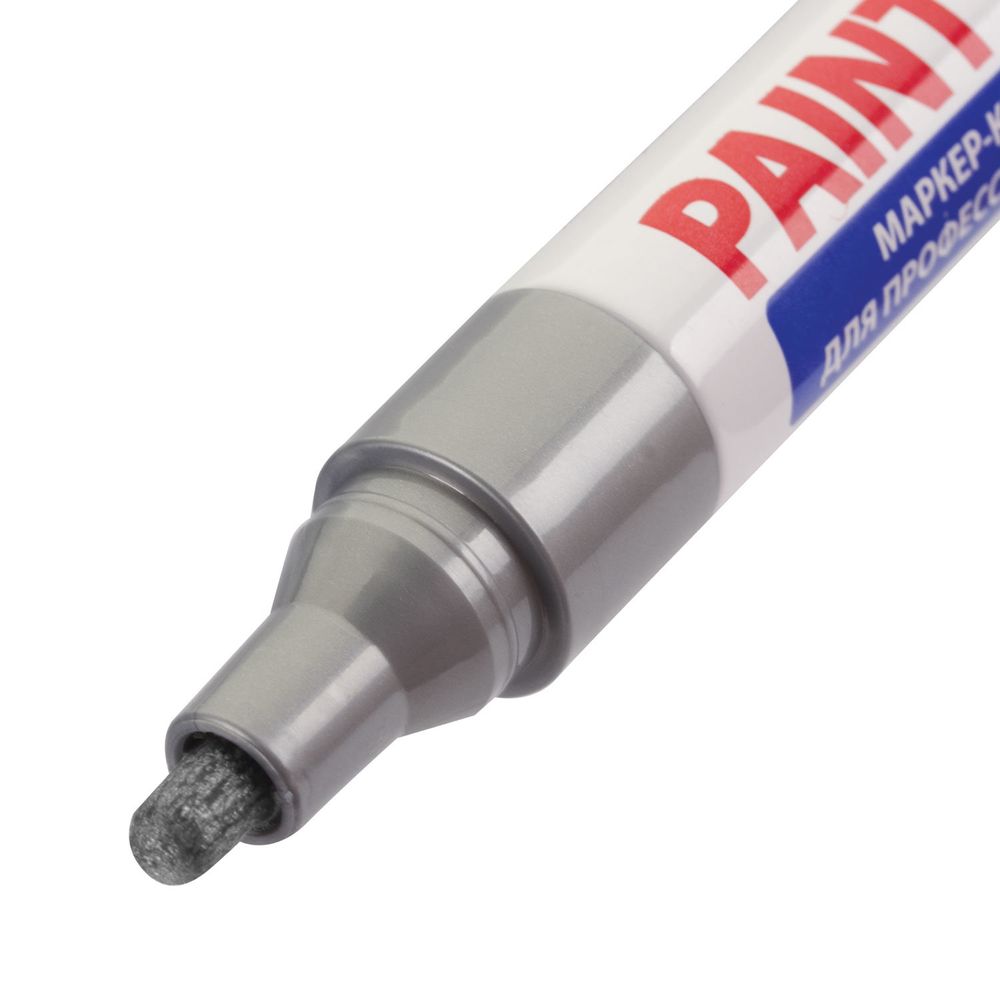 Маркер-краска лаковый (paint marker) 4 мм, СЕРЕБРЯНЫЙ, НИТРО-ОСНОВА, алюминиевый корпус, BRAUBERG PROFESSIONAL PLUS