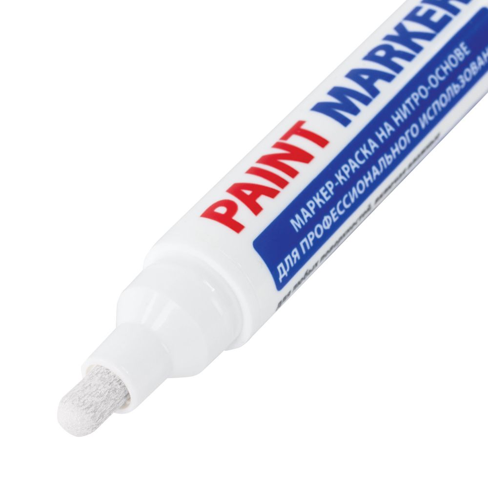 Маркер-краска лаковый (paint marker) 6 мм, БЕЛЫЙ, НИТРО-ОСНОВА, BRAUBERG PROFESSIONAL PLUS EXTRA