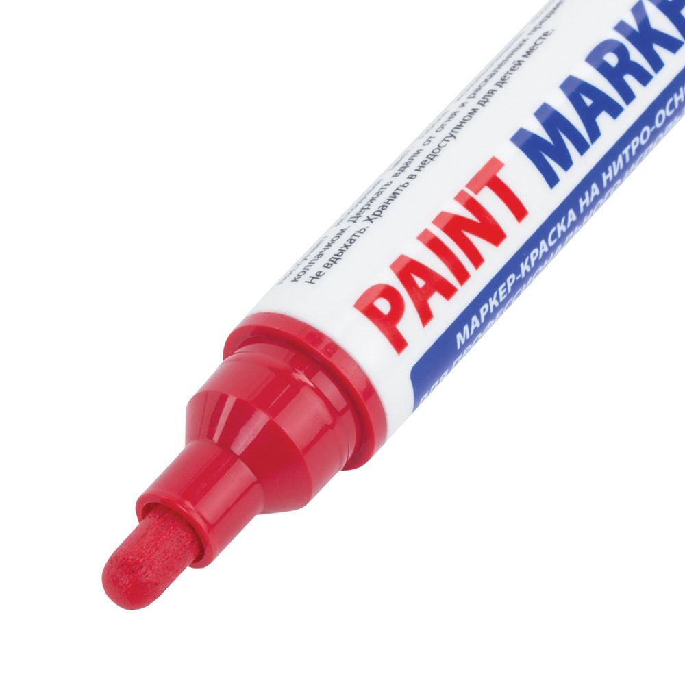 Маркер-краска лаковый (paint marker) 6 мм, КРАСНЫЙ, НИТРО-ОСНОВА, BRAUBERG PROFESSIONAL PLUS EXTRA
