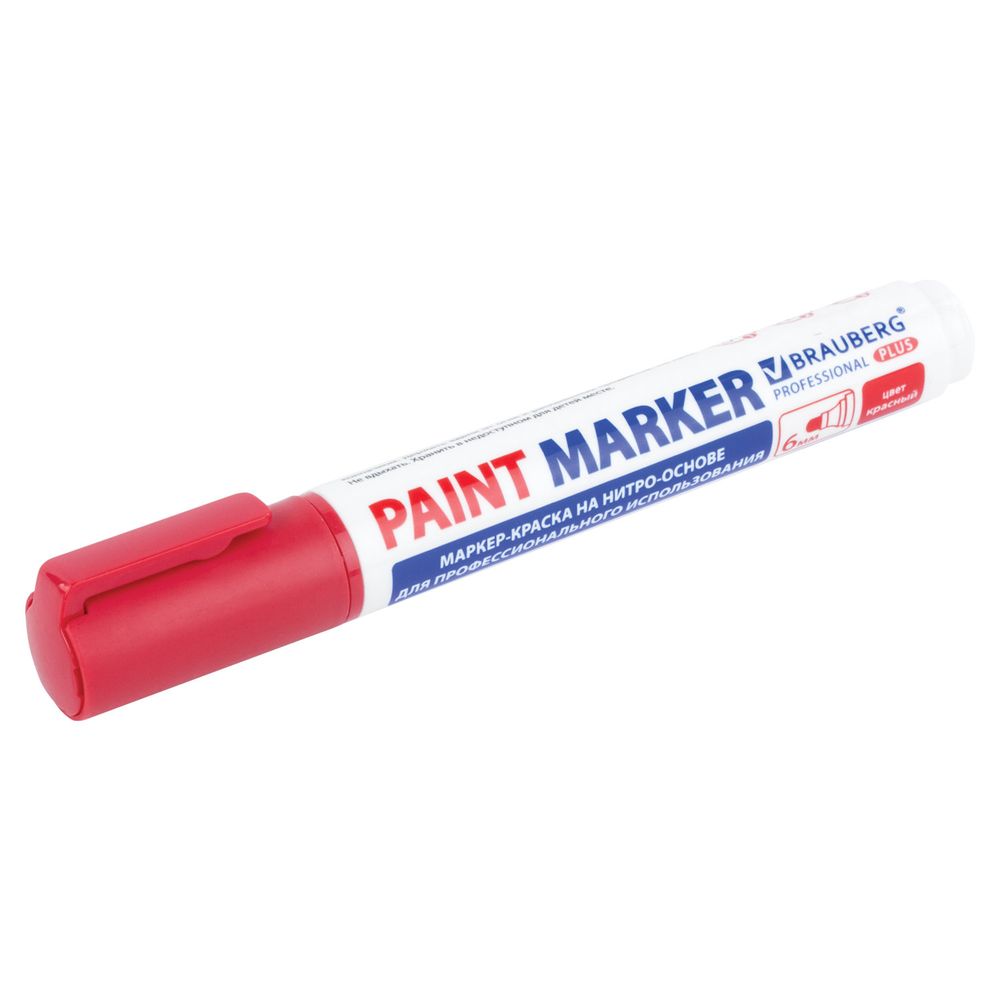 Маркер-краска лаковый (paint marker) 6 мм, КРАСНЫЙ, НИТРО-ОСНОВА, BRAUBERG PROFESSIONAL PLUS EXTRA