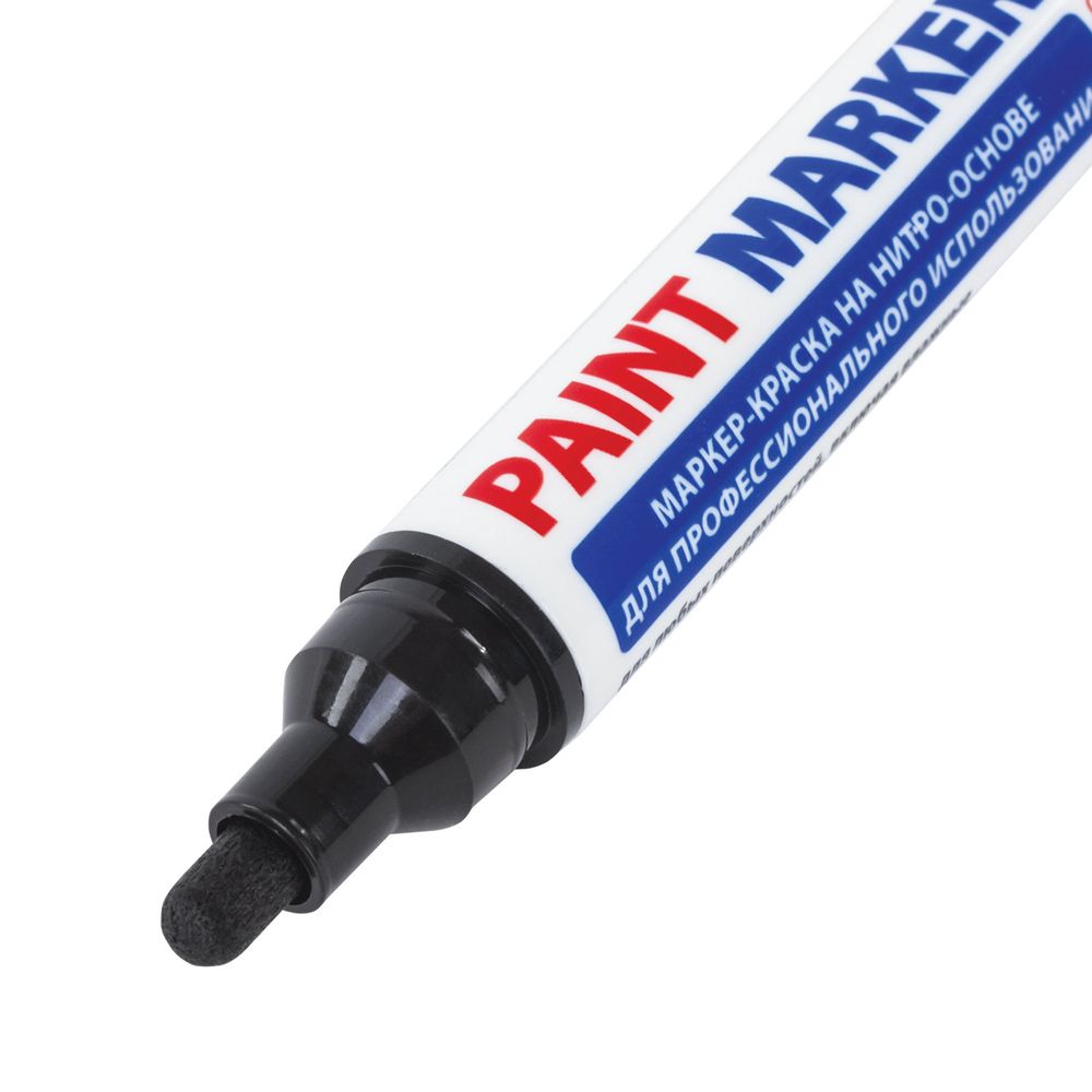 Маркер-краска лаковый (paint marker) 6 мм, ЧЕРНЫЙ, НИТРО-ОСНОВА, BRAUBERG PROFESSIONAL PLUS EXTRA