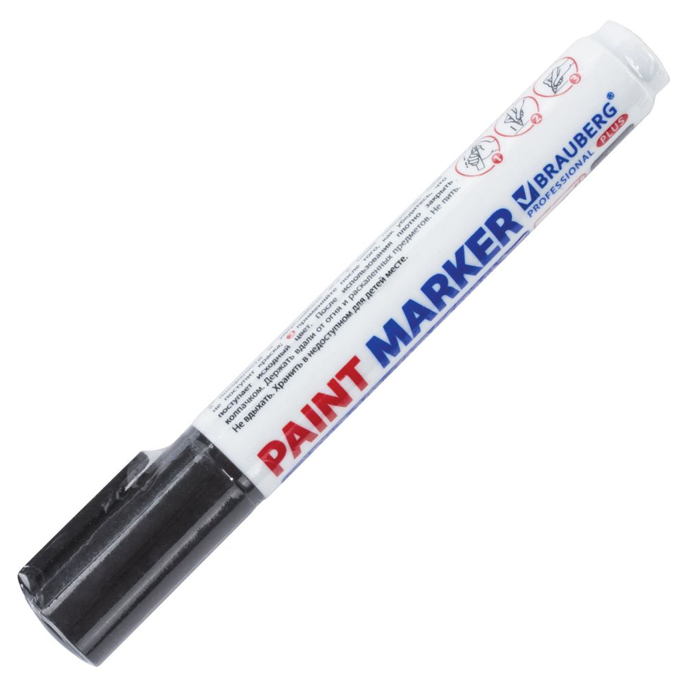 Маркер-краска лаковый (paint marker) 6 мм, ЧЕРНЫЙ, НИТРО-ОСНОВА, BRAUBERG PROFESSIONAL PLUS EXTRA