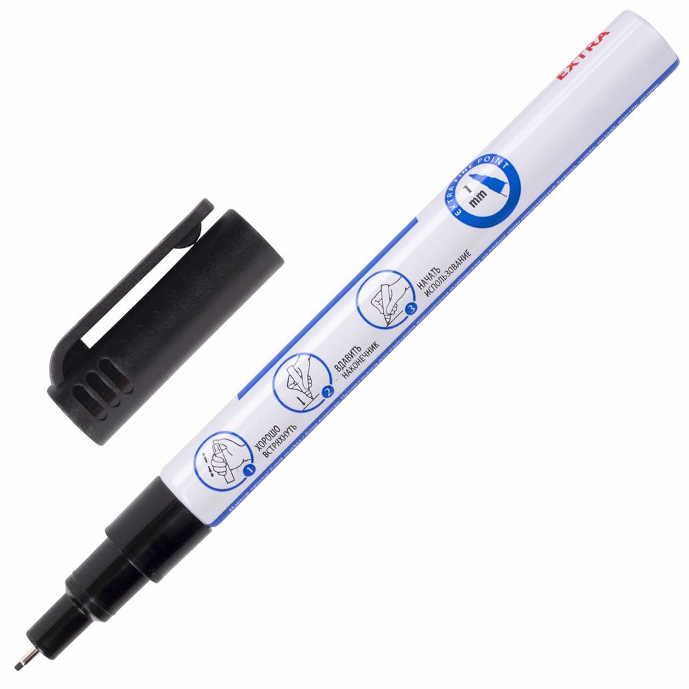 Маркер-краска лаковый EXTRA (paint marker) 1 мм, НАБОР 2 цвета, БЕЛЫЙ/ЧЕРНЫЙ, УСИЛЕННАЯ НИТРО-ОСНОВА, BRAUBERG