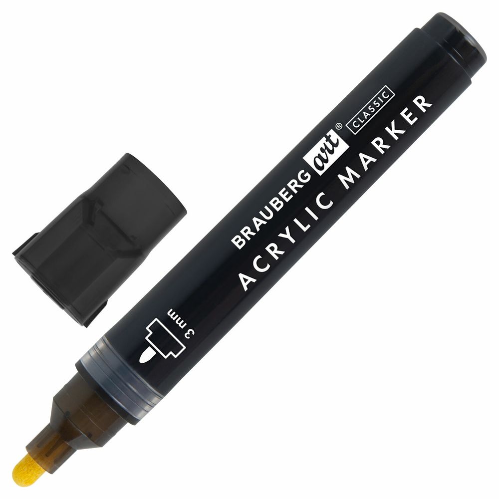 Маркеры акриловые для рисования и хобби, 2 цвета ЧЕРНЫЙ/БЕЛЫЙ, линия 3 мм, BRAUBERG ART