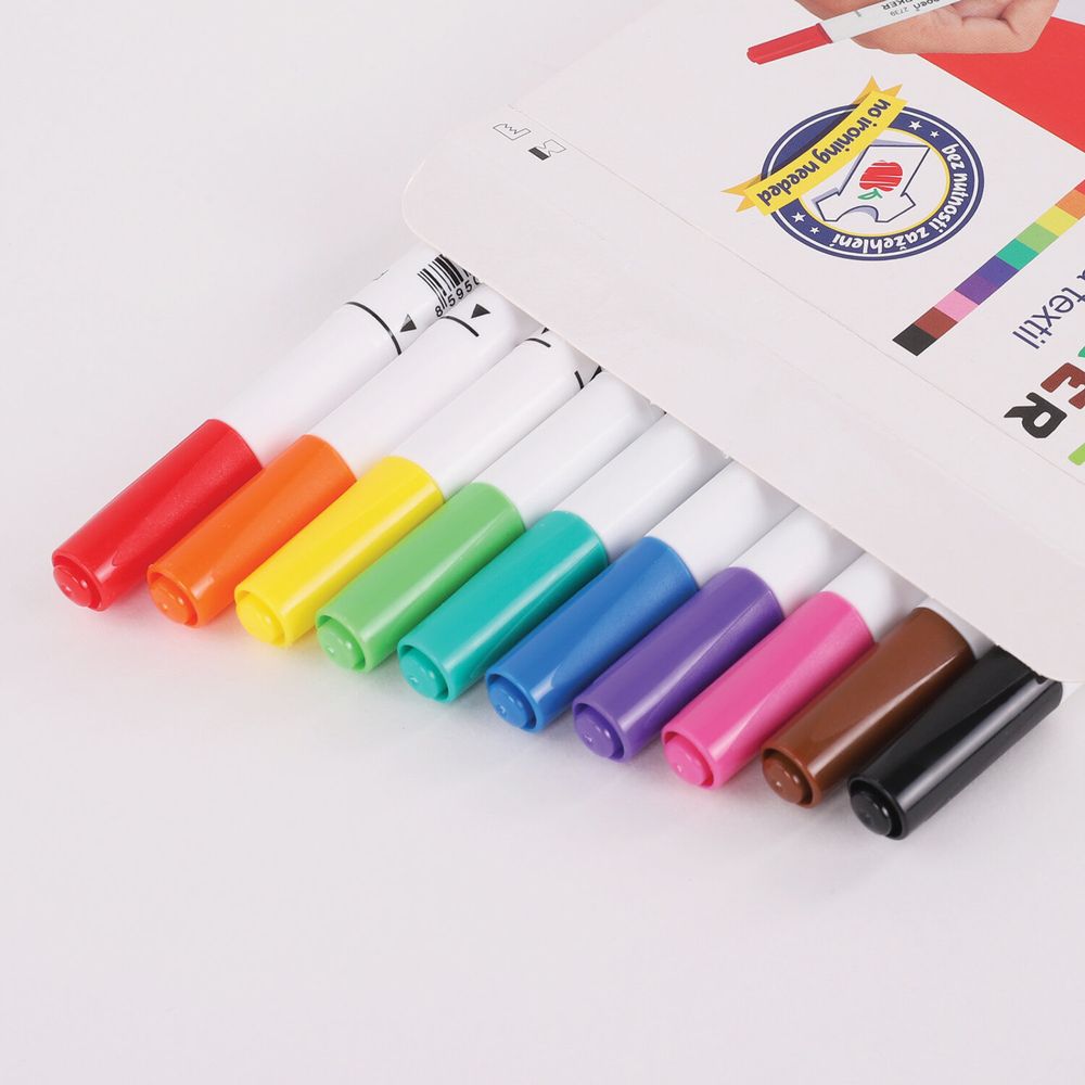 Маркеры для ткани 10 ЦВЕТОВ CENTROPEN "Textile Marker", круглый наконечник, 1,8 мм