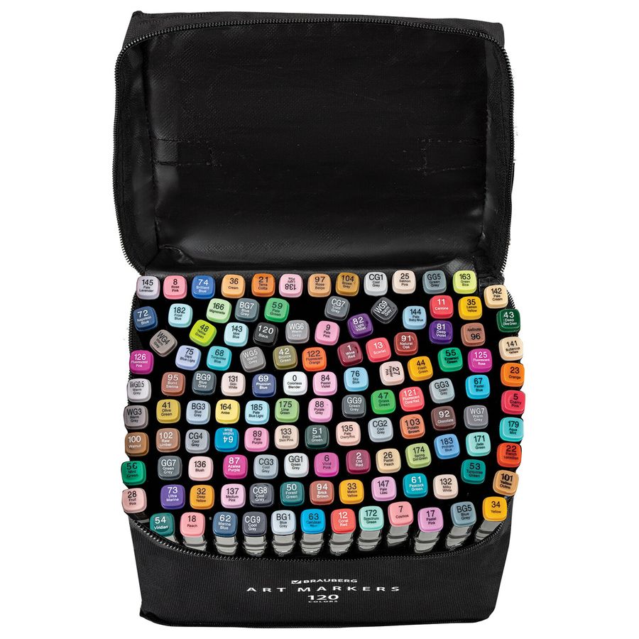 Маркеры для скетчинга двусторонние, НАБОР 120 шт., текстильный чехол, BRAUBERG