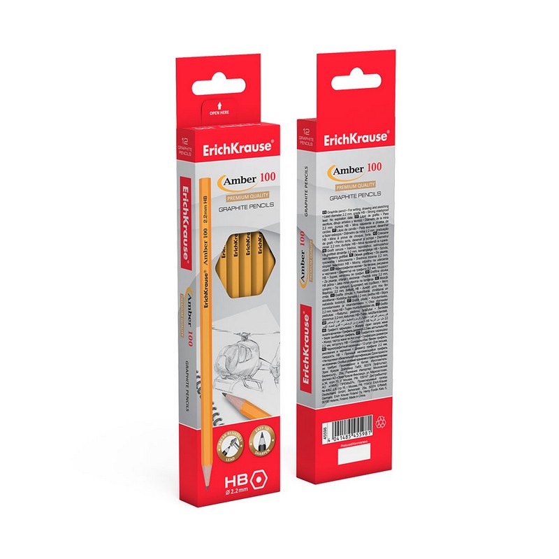 Карандаш чернографитный шестигранный  ErichKrause Amber 100 HB 