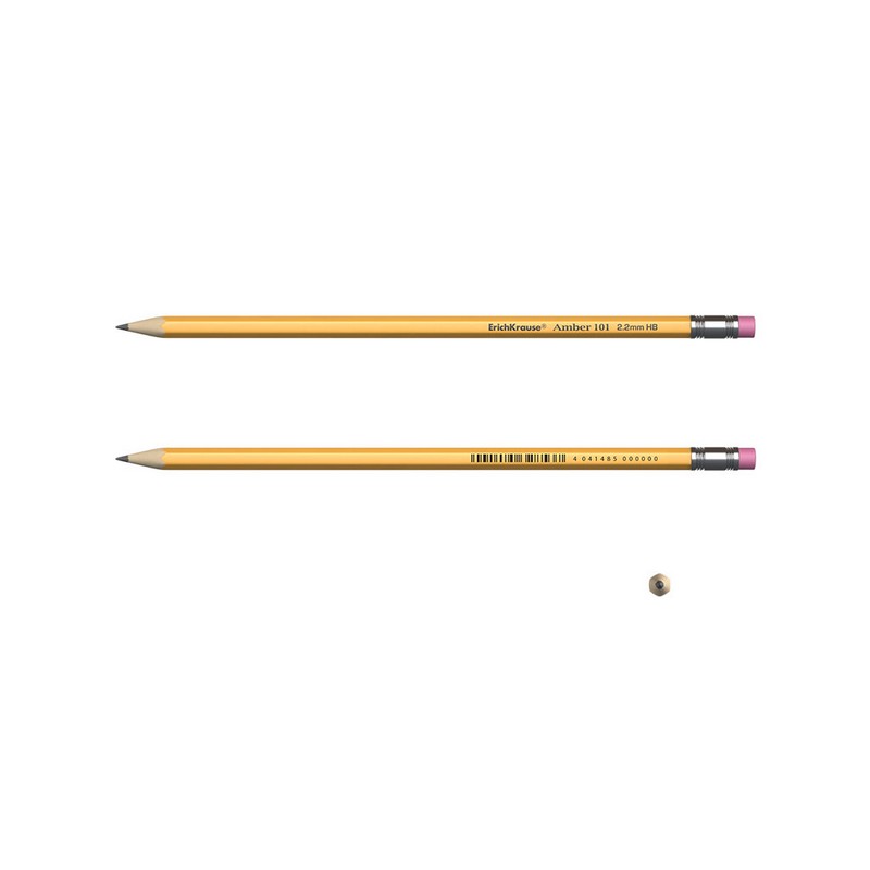 Карандаш чернографитный шестигранный  с ластиком ErichKrause Amber 101 HB 