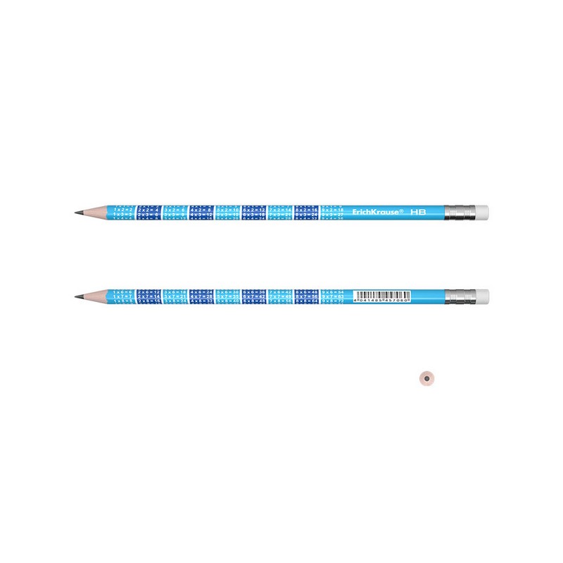 Чернографитный круглый карандаш с ластиком ErichKrause 2x2 HB