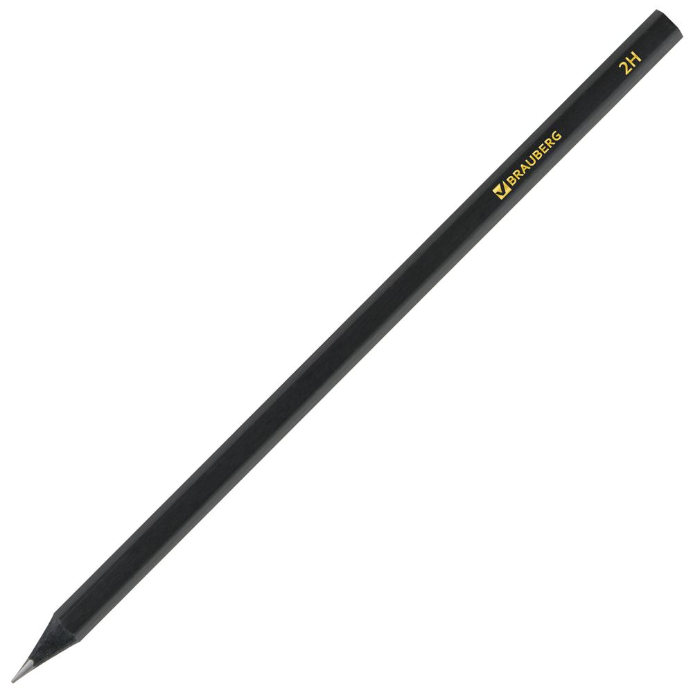 Карандаши чернографитные BRAUBERG НАБОР 12 шт., "Black Jack", 2Н-4В, без резинки, черные, дерево, заточенные