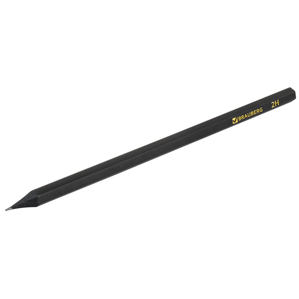 Карандаши чернографитные BRAUBERG НАБОР 12 шт., "Black Jack", 2Н-4В, без резинки, черные, дерево, заточенные