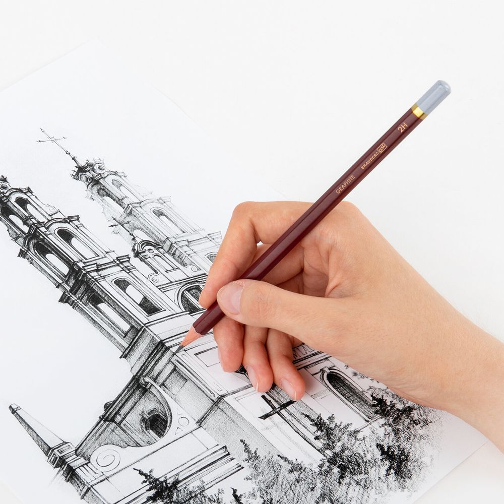 Карандаши чернографитные профессиональные 8H-8B НАБОР 18 штук, BRAUBERG ART "PREMIERE"