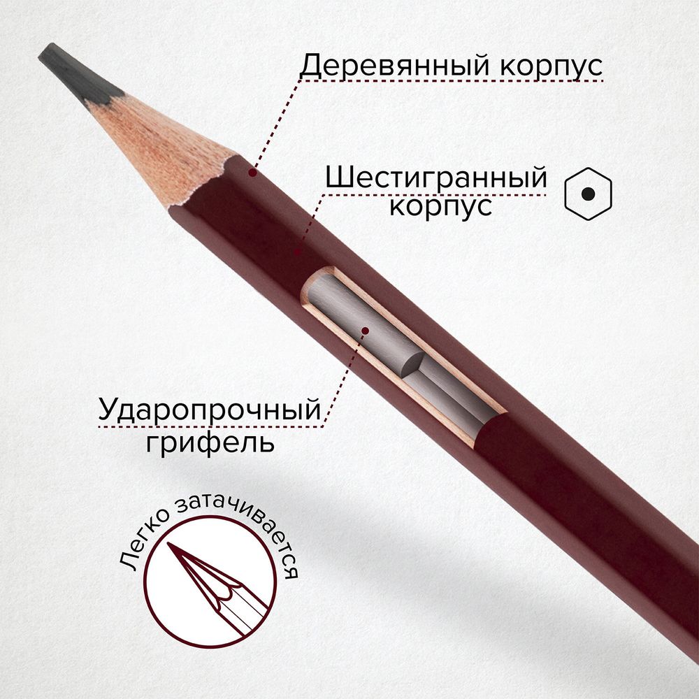 Карандаши чернографитные художественные 2H-8B, НАБОР 8 шт., В ПЕНАЛЕ, BRAUBERG ART "PREMIERE"