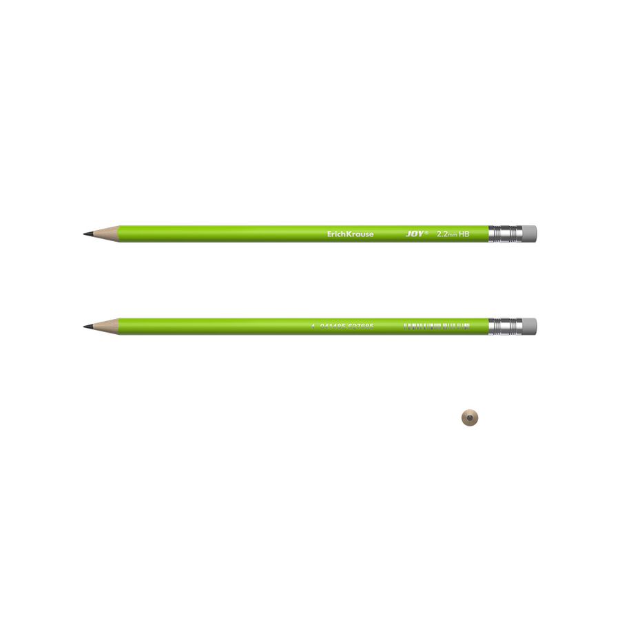 Чернографитный карандаш пластиковый ErichKrause JOY® Reef, суперстираемый, круглый, с ластиком, НВ