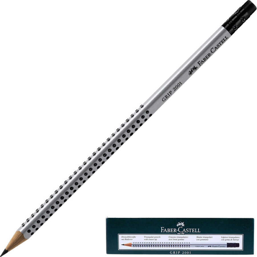 Карандаш чернографитовый Faber-Castell GRIP 2001, НВ, с ластиком