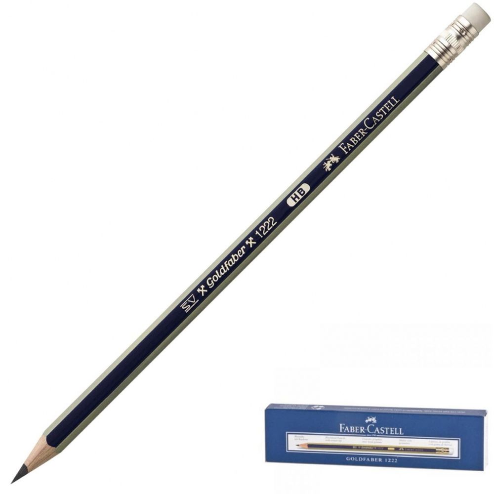 Карандаш чернографитовый Faber-Castell GOLDFABER 1222, НВ, с ластиком