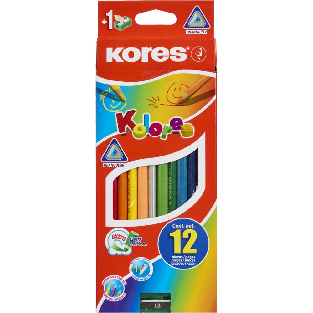 Карандаши цветные Kores, 12 цв.+ точилка