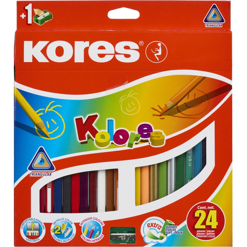 Карандаши цветные Kores, 24 цв.+ точилка