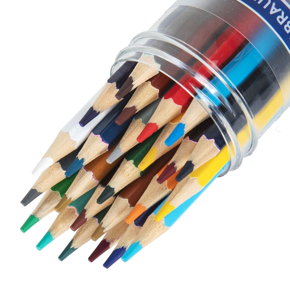 Карандаши цветные двусторонние BRAUBERG PREMIUM TWIN COLOUR, 24 шт., 48 цв., туба, шестигранные, грифель 3,3 мм, натуральное дерево
