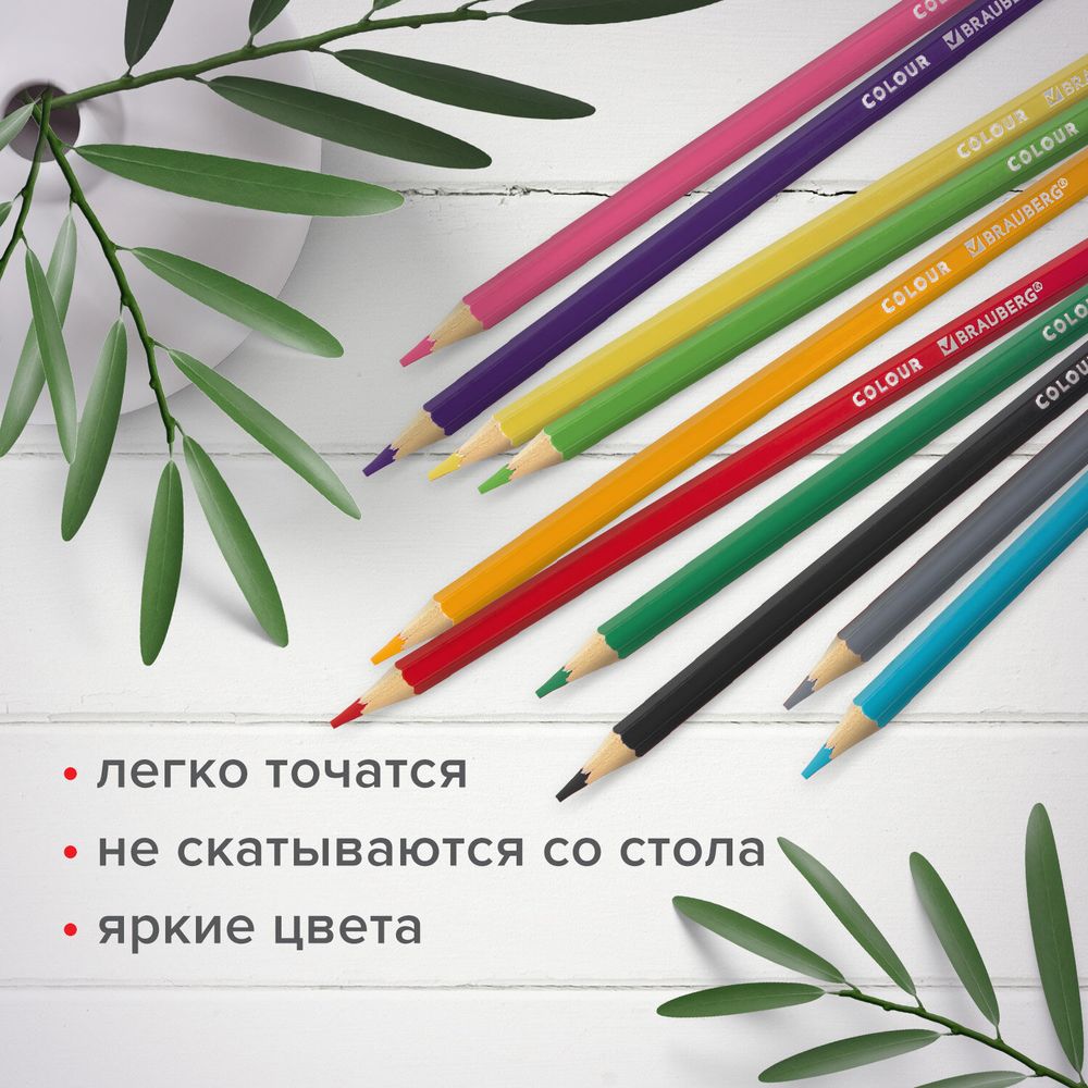 Карандаши цветные мягкие BRAUBERG АКАДЕМИЯ, 36 цветов, шестигранные, грифель 3 мм, натуральное дерево