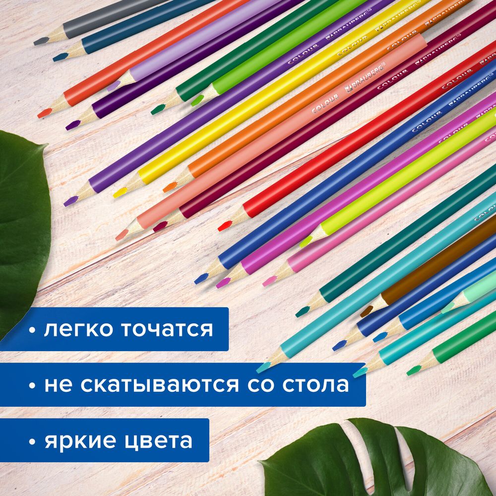 Карандаши цветные супермягкие яркие BRAUBERG MAX, 50 цветов, трехгранные, грифель 3,3 мм, натуральное дерево