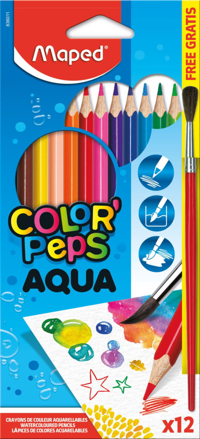 Карандаши цветные акварельные Maped Color Peps, 12 цв.+ кисть