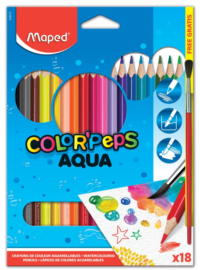 Карандаши цветные акварельные Maped Color Peps, 18 цв.+ кисть