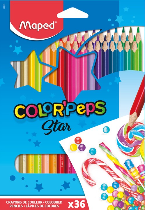 Карандаши цветные MAPED COLOR PEPS, треугольные, ударопрочный грифель, в карт. футляре, 36цв